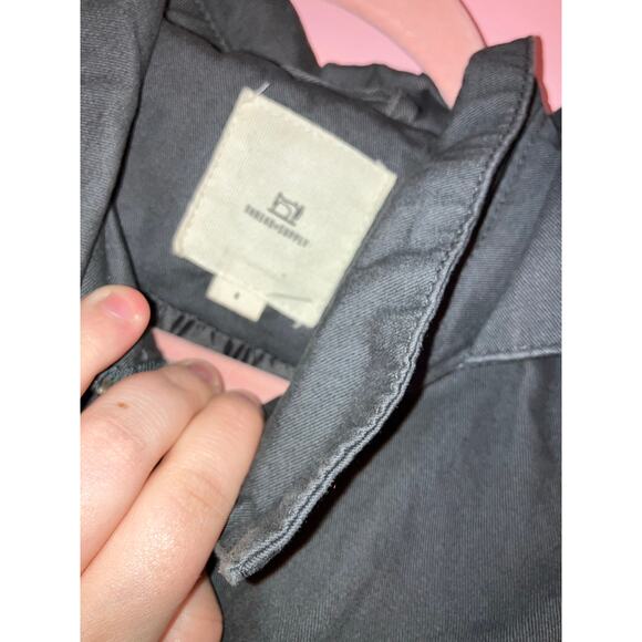 Thread & Supply Western Aztec Zip Up Hooded Jacket Small Grey Cream Knit Sleeves - Picture 3 of 7